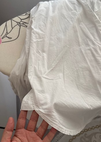 Düğmeli, Kısa Kollu Hamile Keten Gömlek - Görsel 3