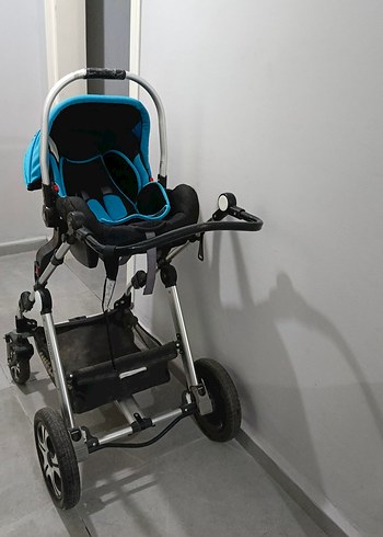 Mavi Bebek Arabası ve Taşıyıcı Seti - Görsel 6