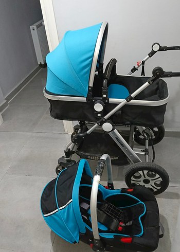 Mavi Bebek Arabası ve Taşıyıcı Seti - Görsel 2