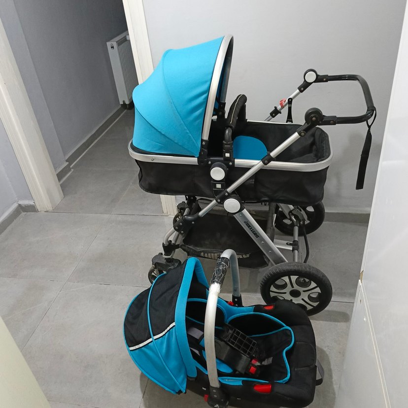 Mavi Bebek Arabası ve Taşıyıcı Seti - Görsel 2