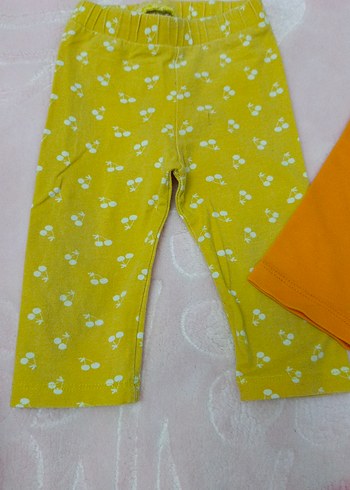 Kız Çocuk Sarı Pamuklu Tayt Seti - Görsel 3