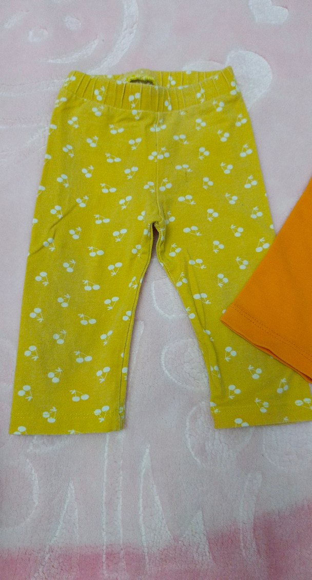 Kız Çocuk Sarı Pamuklu Tayt Seti - Görsel 3