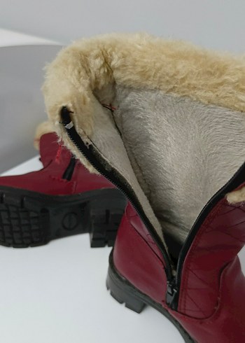 Bordo Kürklü Kız Çocuk Çizme - Görsel 3