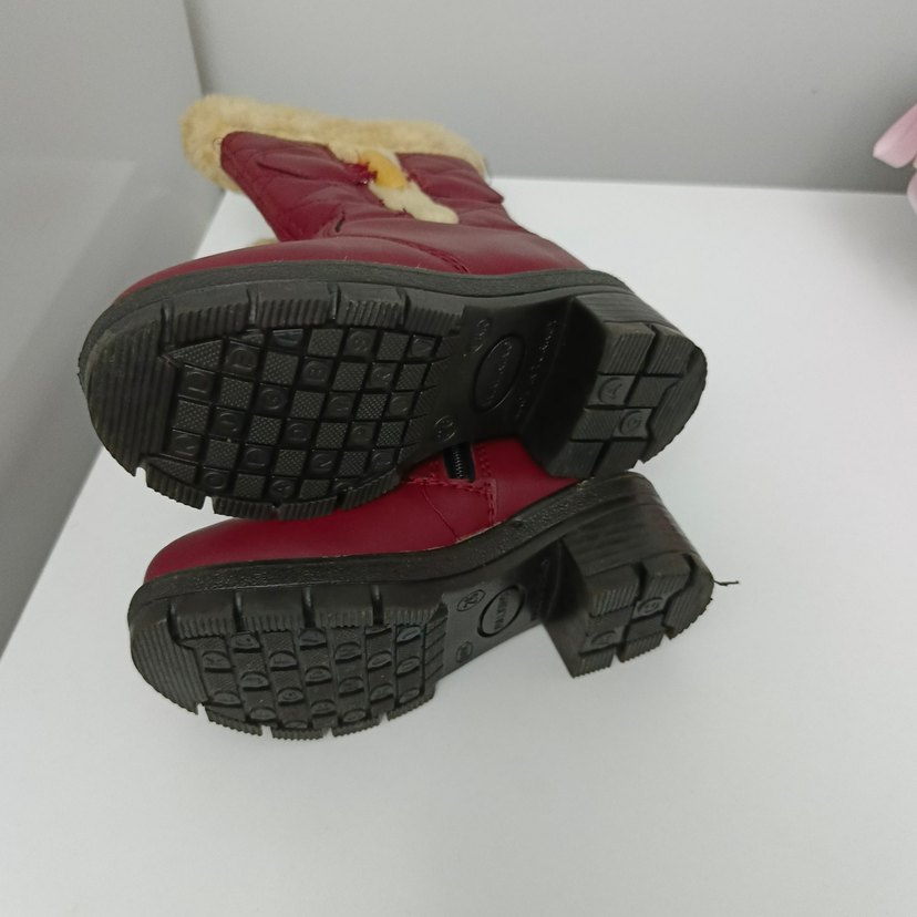 Bordo Kürklü Kız Çocuk Çizme - Görsel 5