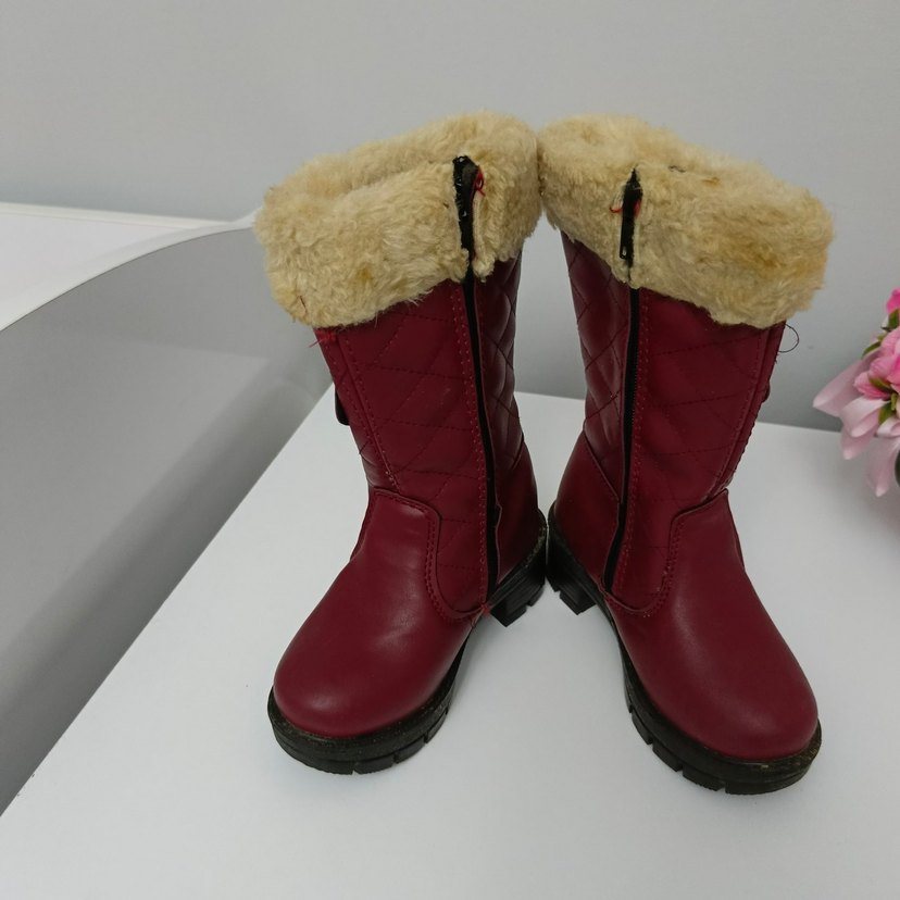 Bordo Kürklü Kız Çocuk Çizme - Görsel 2