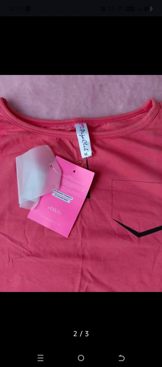 Pembe Baskılı Kısa Kollu Hamile Bluzu - Görsel 2