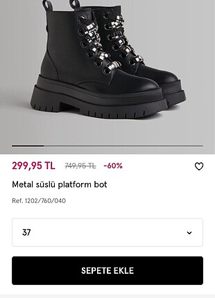 Bershka 37 numara etiketli metal süslü platform bot