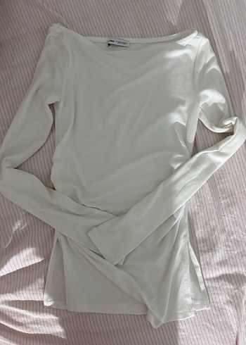 Bershka Beyaz Uzun Kollu Yırtmaçlı Bluz XS - Görsel 2