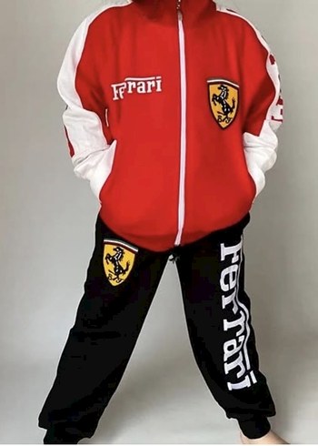 Diğer Koyu Kırmızı Ferrari Baskılı Erkek Eşofman Takımı