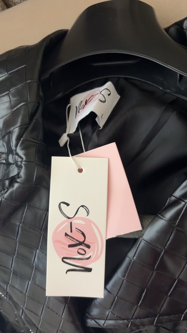 Siyah Kısa Kesim Yılan Desenli Deri Biker Ceket - Görsel 2