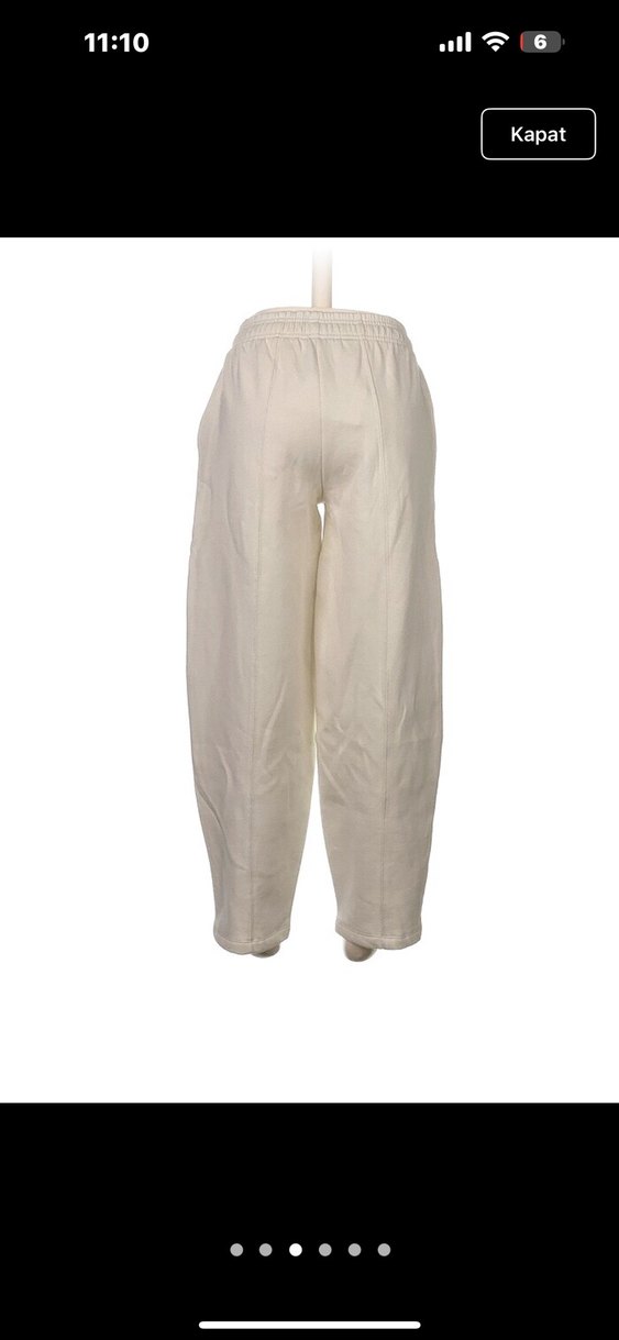 Kadın Beyaz Rahat Kesim Pamuk Pantolon etiketli - Görsel 4