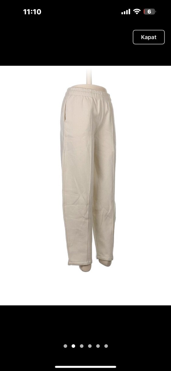 Kadın Beyaz Rahat Kesim Pamuk Pantolon etiketli - Görsel 2