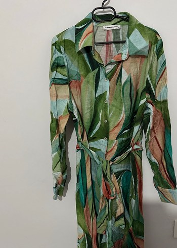 Uzun Kol Detaylı Çok Renkli Bohem Elbise - Görsel 3