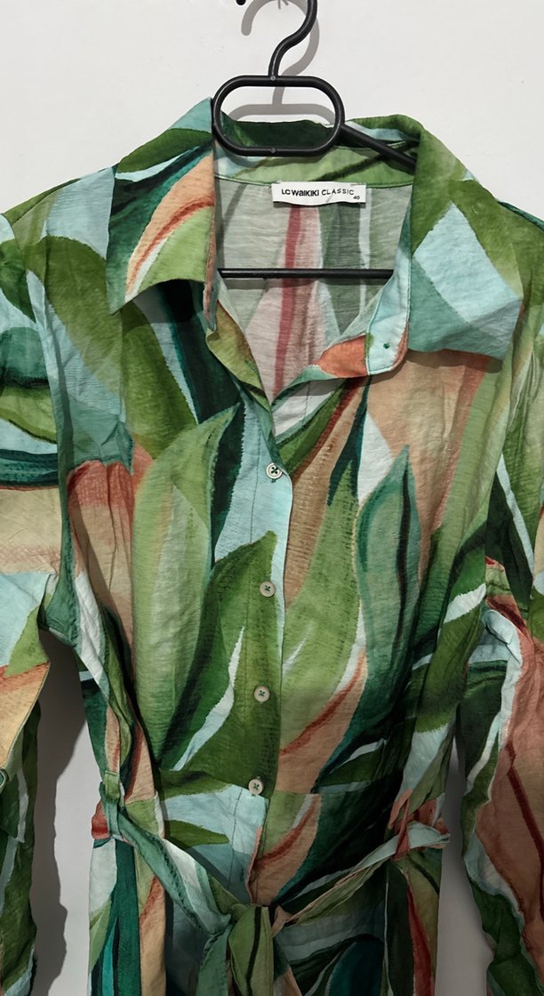 Uzun Kol Detaylı Çok Renkli Bohem Elbise - Görsel 2