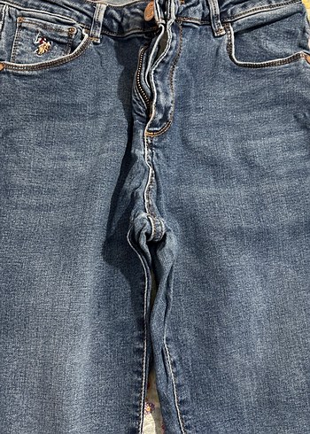 Düğmeli Mavi Kadın Midi Boy Kot Pantolon - Görsel 2