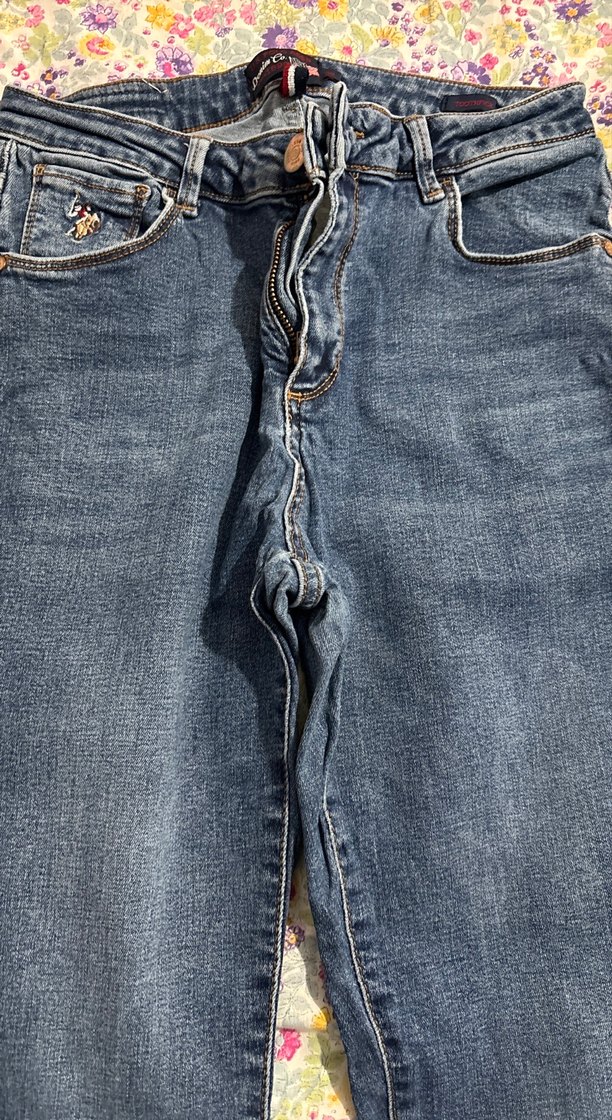 Düğmeli Mavi Kadın Midi Boy Kot Pantolon - Görsel 2