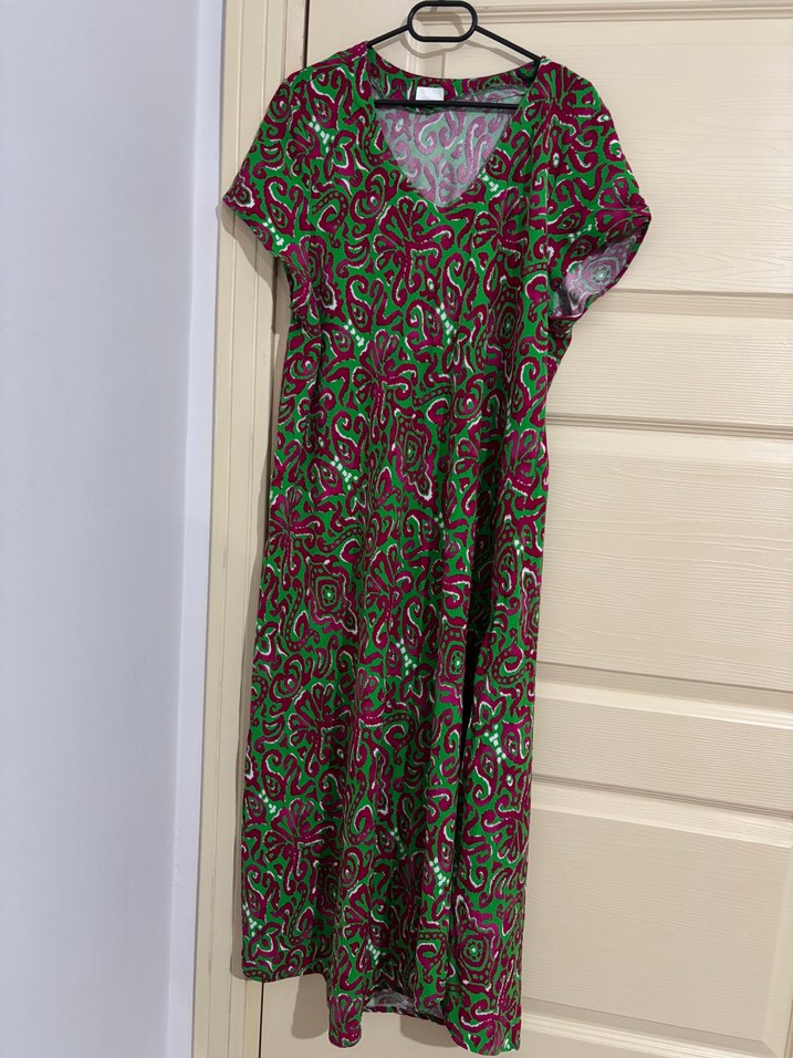 Renkli Bağlama Desenli Uzun Hamile Tunik - Görsel 4