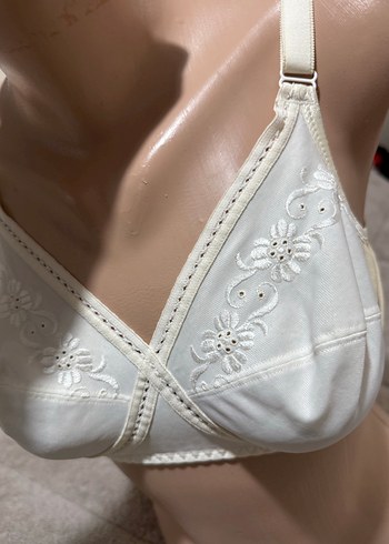 Nakışlı Beyaz Vintage Sütyen - Görsel 5