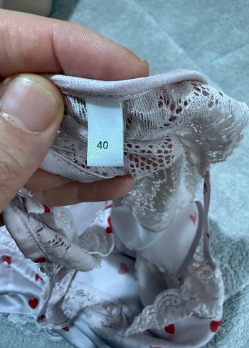 Nakışlı Kırmızı Kalp Desenli Kadın Mini Pijama Takımı - Görsel 7