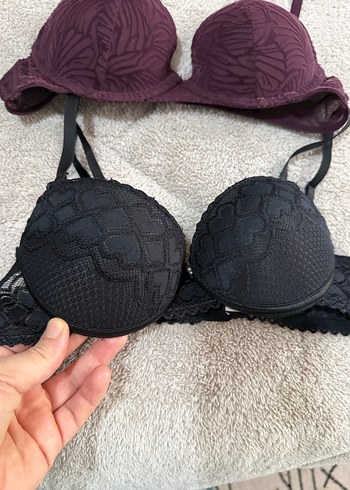 Bordo ve Siyah Dantelli Kadın Sütyen Seti 2 adet fiyatı - Görsel 2