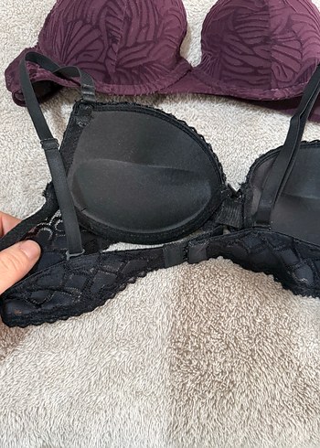 Bordo ve Siyah Dantelli Kadın Sütyen Seti 2 adet fiyatı - Görsel 3