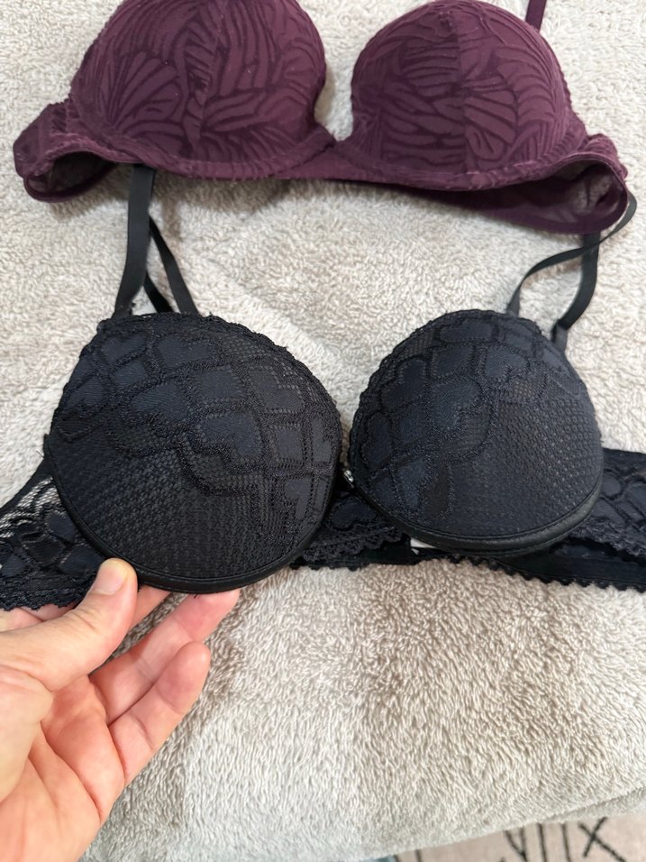 Bordo ve Siyah Dantelli Kadın Sütyen Seti 2 adet fiyatı - Görsel 2