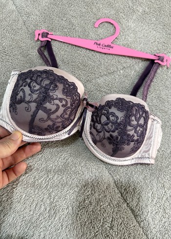 Gri baskılı gotik tarzda pembe sütyen 75 - Görsel 2