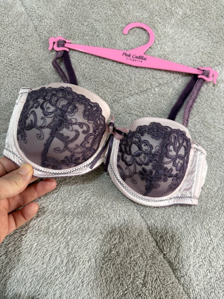 Gri baskılı gotik tarzda pembe sütyen 75 - Görsel 2