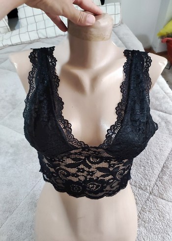 Diğer Siyah Dantelli Gotik Midi Bralet