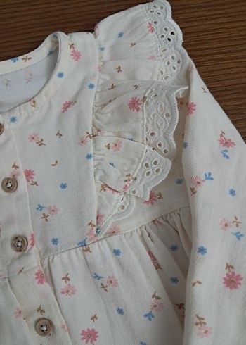 Nakışlı, V Yaka, Uzun Kollu Kız Bluzu - Görsel 4