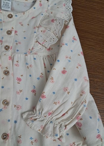 Nakışlı, V Yaka, Uzun Kollu Kız Bluzu - Görsel 2