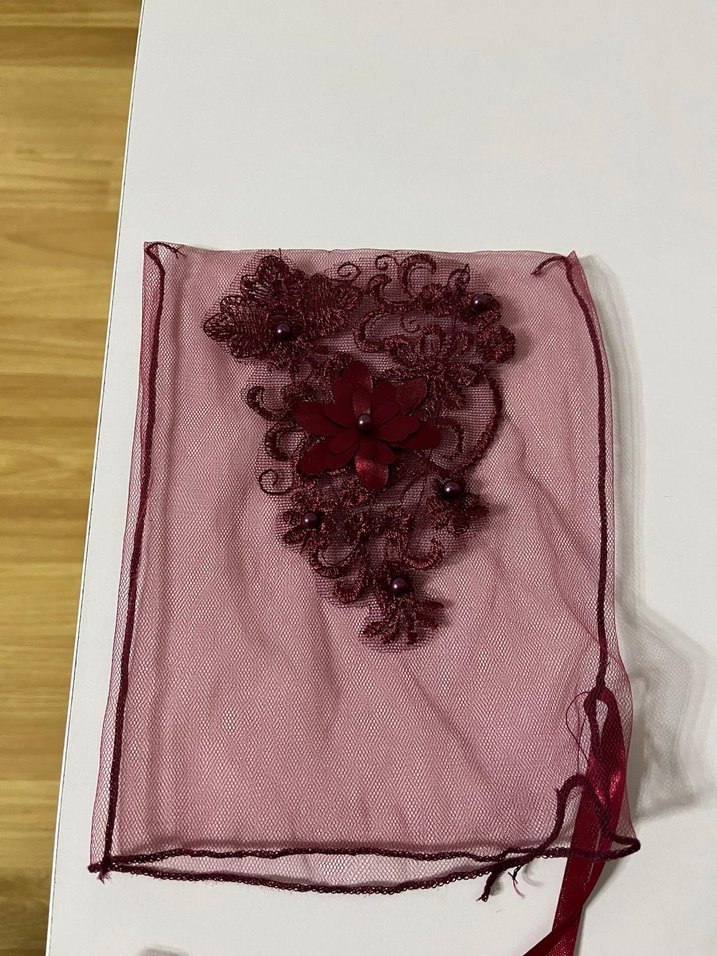 Bordo Dantel Detaylı Bohem Gelin Aksesuar Seti - Görsel 4