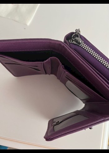 Mor Deri Fermuarlı Kadın Cüzdanı - Görsel 4