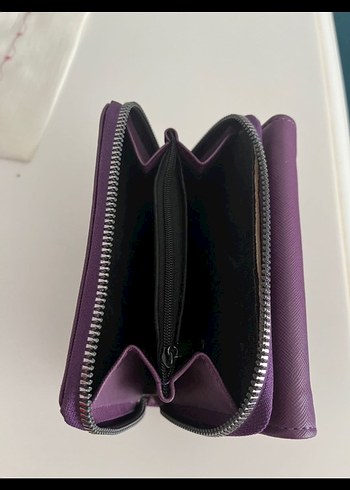 Mor Deri Fermuarlı Kadın Cüzdanı - Görsel 5