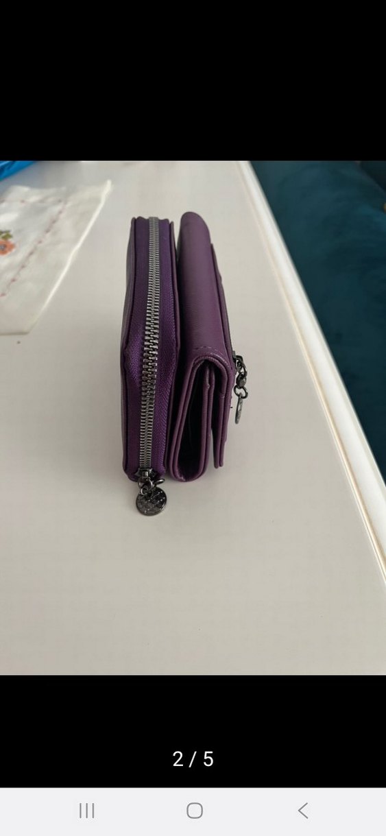 Mor Deri Fermuarlı Kadın Cüzdanı - Görsel 2