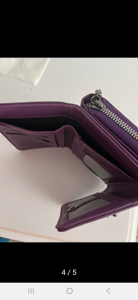 Mor Deri Fermuarlı Kadın Cüzdanı - Görsel 4