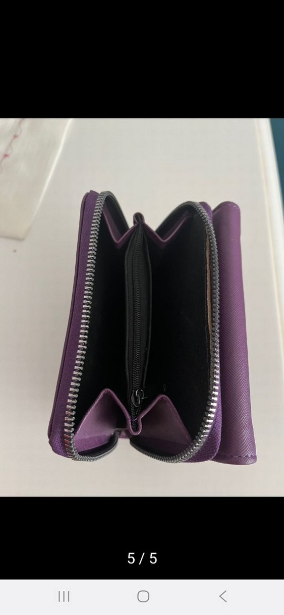 Mor Deri Fermuarlı Kadın Cüzdanı - Görsel 5