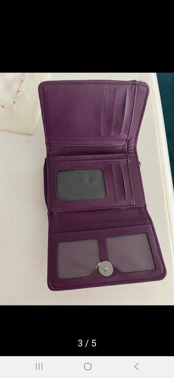 Mor Deri Fermuarlı Kadın Cüzdanı - Görsel 3