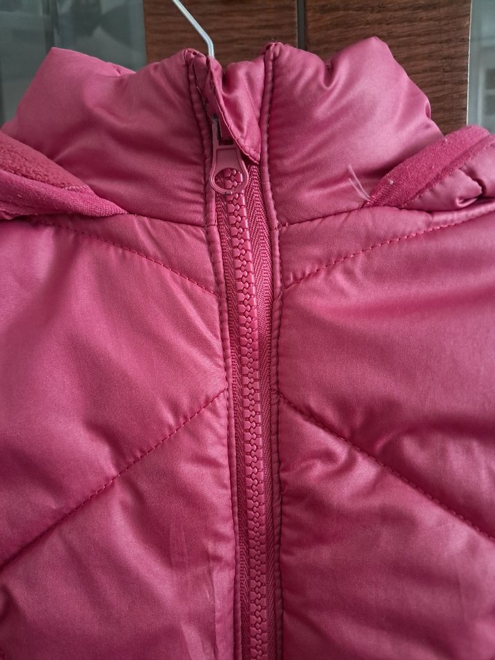 Kız Çocuk Pembe Fermuarlı Kapüşonlu Mont - Görsel 3