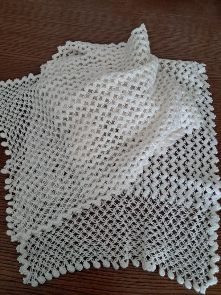 Dantel Detaylı Örgü Beyaz Kadın Şal - Görsel 3