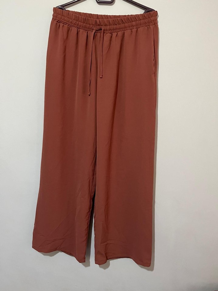 Kadın Bej Midi Salaş Saten Pantolon - Görsel 3