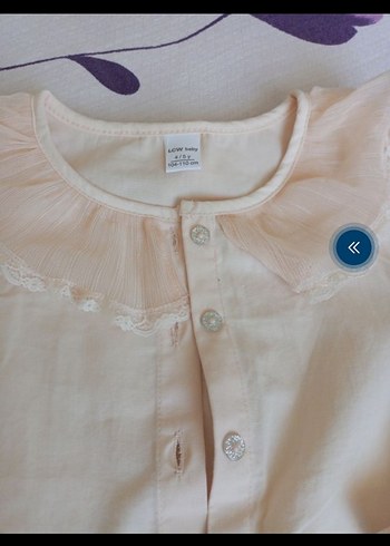 Bej Uzun Kollu Düğmeli Kız Gömlek - Görsel 3