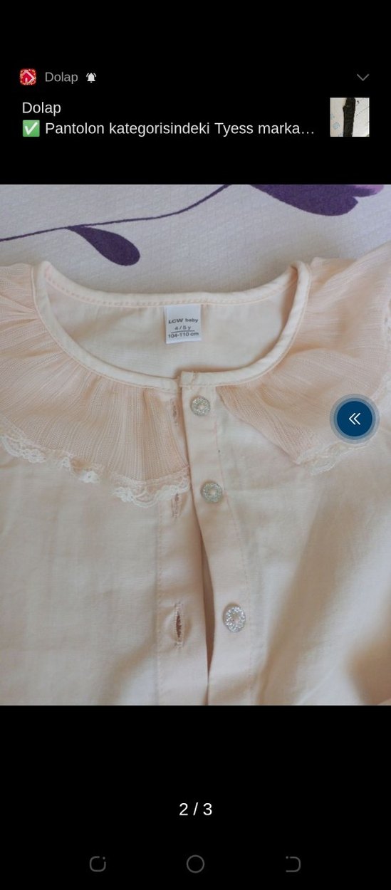 Bej Uzun Kollu Düğmeli Kız Gömlek - Görsel 3