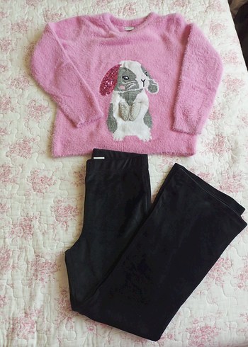 Pembe Örgü Tavşanlı Bebek Kız Takımı