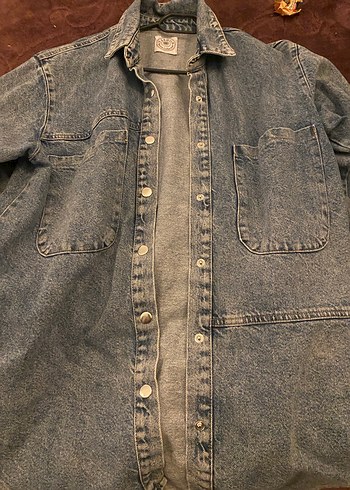 Gri Düğmeli Kadın Denim Ceket