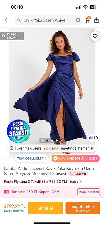 Kayık yaka saten abiye