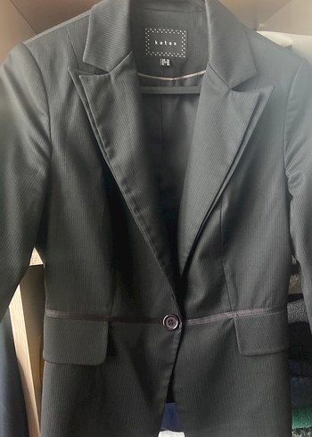 Gri Kadın Ofis Blazeri, Düğmeli, Normal Boy - Görsel 3