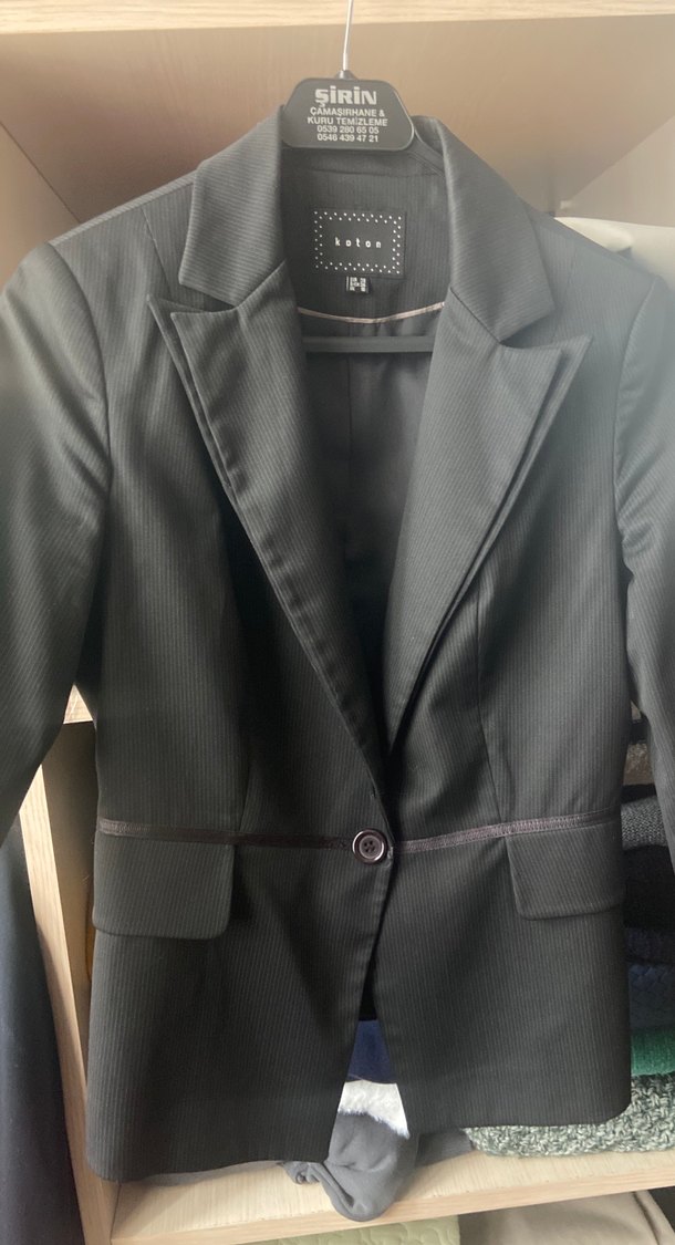 Gri Kadın Ofis Blazeri, Düğmeli, Normal Boy - Görsel 3