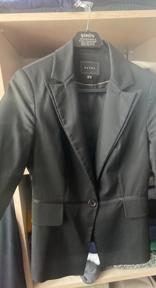 Gri Kadın Ofis Blazeri, Düğmeli, Normal Boy - Görsel 2