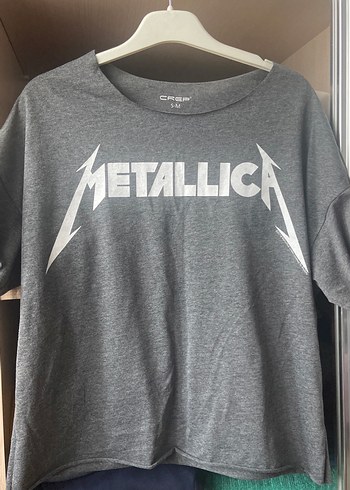 Kız Çocuk Metallica Baskılı Gri Tişört - Görsel 3